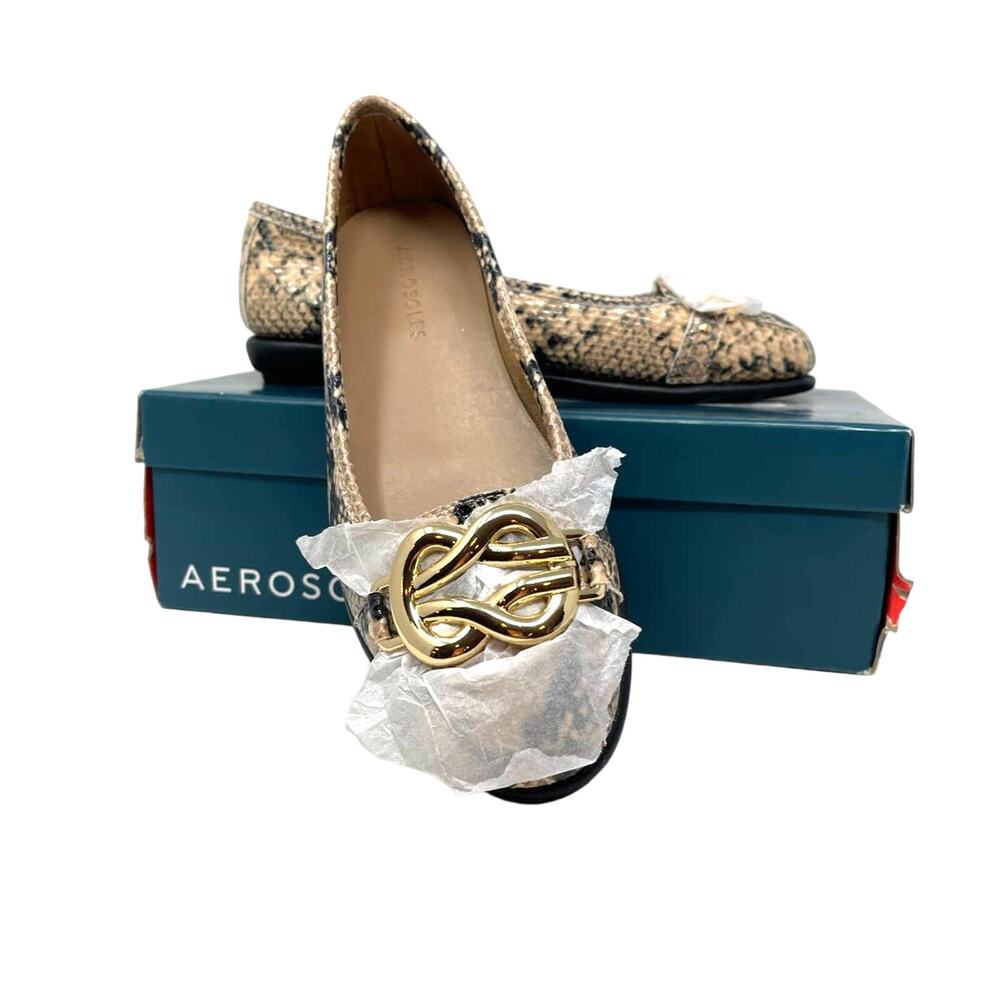 Aerosoles Big Bet Natural Snake Flats Size 7W Slip On‎ Loafers